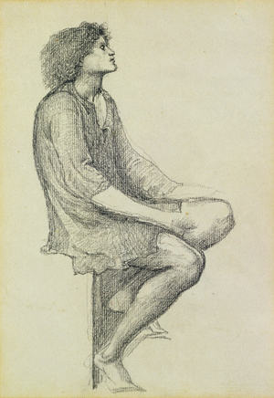 Study for the king for 'King Cophetua and the Beggar Maid', c.1883 (pencil on paper)
