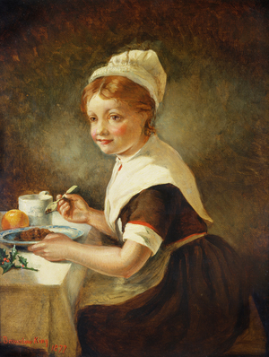 Foundling girl at Christmas Dinner, 1877 (oil on canvas)