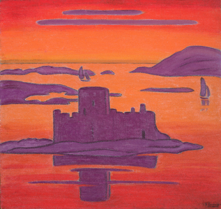 The Isle of Barra, Sunset (oil on hardboard)