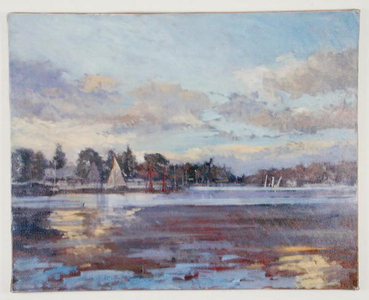 The Thames at Teddington (oil on canvas)