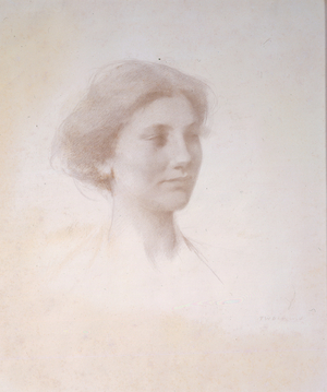 Head of a Girl, c.1909 (silverpoint on white prepared mat board)
