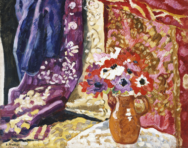 Anemones with Curtains, 1937 (oil on canvas)