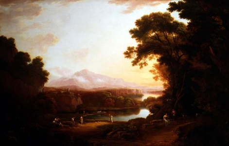 Italianate landscape with dancing peasants (oil on canvas)