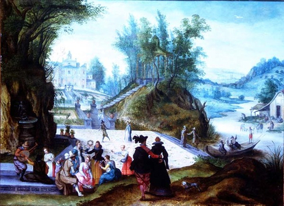 The months of May and June with a capriccio view of the Villa Borghese