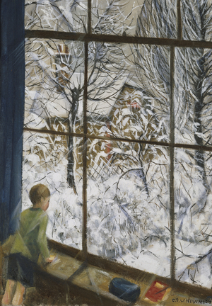 Looking at the Snow (oil on canvas)