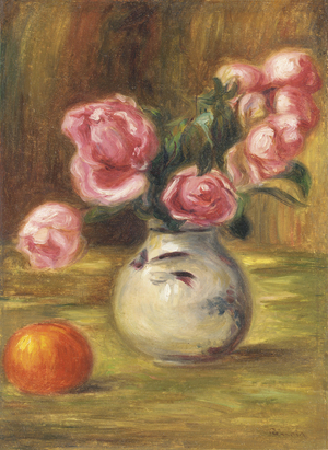 Vase of Roses and an Orange, 1910 (oil on canvas)