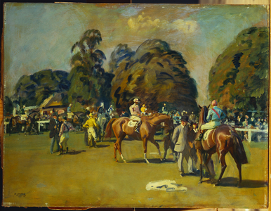 A Park Meeting, the Eclipse Stakes, Sandown Park (oil on board)