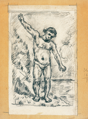 Bather with spread arms, c.1874-77 (pencil on paper)
