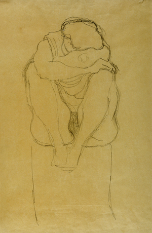 Seated Woman (pencil on buff paper)