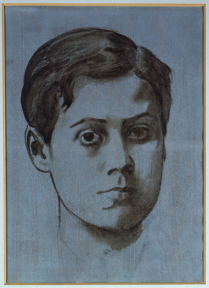 Portrait of a Young Man (Rene de Gas) c.1859-60 (thinned oil on blue-grey cardboard