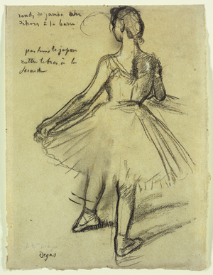 Dancer (charcoal heightened with white chalk on paper)