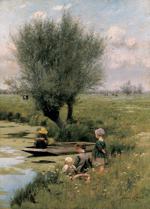 By the Riverside (oil on canvas)