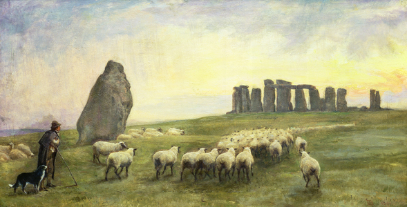 Returning Home, Stonehenge, Wiltshire, 1891 (oil on panel)