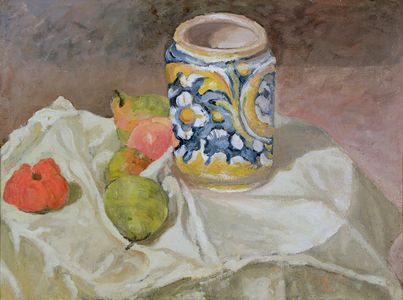 Still life with Italian earthenware jar (oil on canvas)