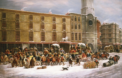 The White Lion Hotel and Tavern, Bristol, 1873 (oil on canvas)