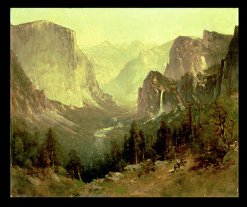 Hunting in Yosemite, 1890 (oil on canvas)