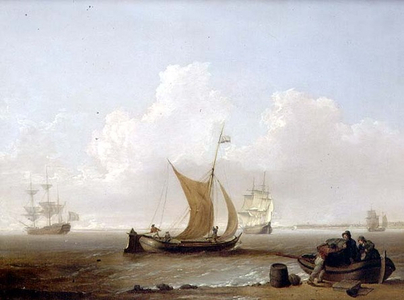 A Dutch kaag and other Dutch shipping off the coast of Holland