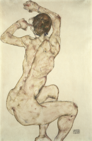 A Crouching Nude, 1915 (pencil and gouache on paper)