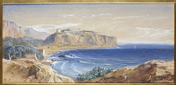 Monaco from Cap d'Ail, 1865 (pencil & w/c heightened with white)