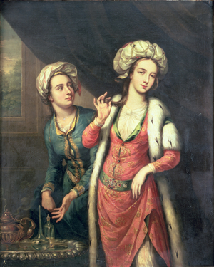 Portrait of a Lady thought to be Lady Mary Wortley Montagu (1689-1762) (oil on panel)