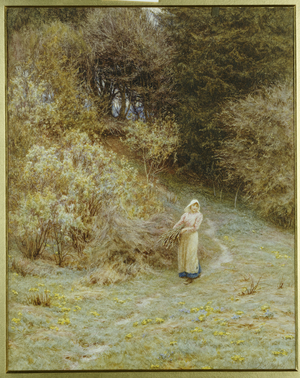 In the Primrose Wood (w/c with scratching out on paper)