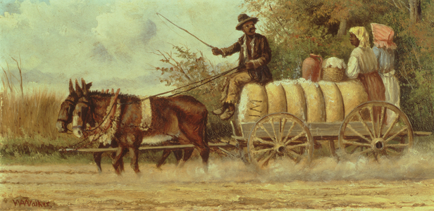 Taking Cotton to Market (oil on board)