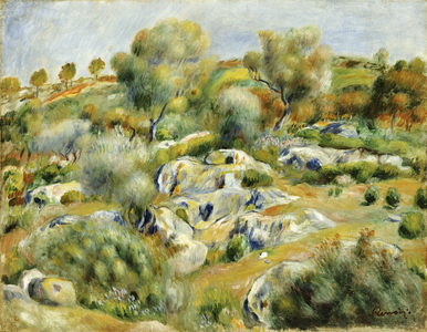 Brittany Landscape with Trees and Rocks (oil on canvas)