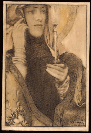 Incense, 1917 (charcoal & coloured pencil on paper)