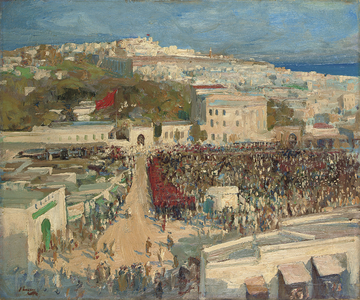 The Moorish Flag, Hoisted on the German Legation, Tangier, 15th January 1920 (oil on canvas)