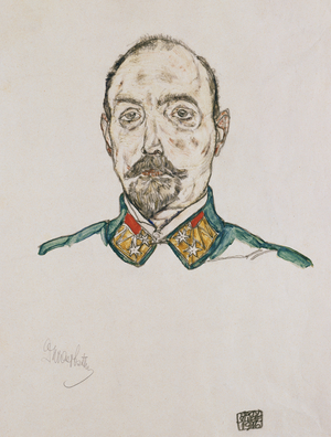 Portrait of a First Officer, 1916 (bodycolour & soft pencil on paper)
