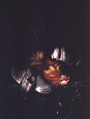 A hunting still life with a cockerel and pigeon (painting)