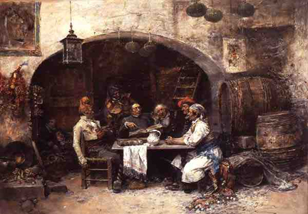 An Attentive Audience (oil on panel)