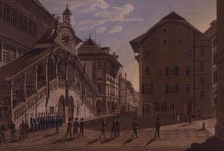 The Berne Grand Council leaving the Town Hall