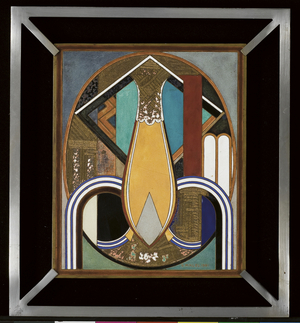Inlaid panel with geometric decoration, 1921 (bronze & enamel)