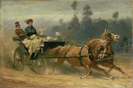 Madame Celestine Nichols Driving in Richmond Park with Her Grandchildren, 1879 (oil on canvas)