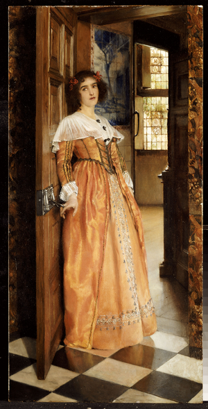 At the Doorway, c.1898 (oil on panel)