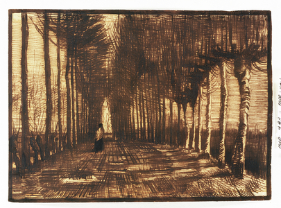 Figure on a Road, 1884 (pen and brown ink on buff paper)