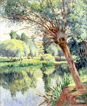 The Presbytery and the Willow on the River Bank, 1906 (oil on canvas)