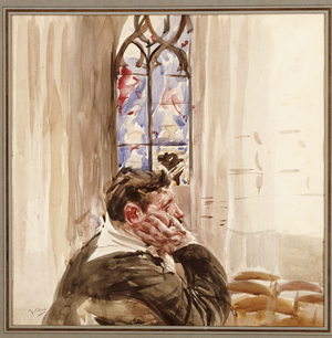 Portrait of a Man in a Church, 1900 (w/c on paper)
