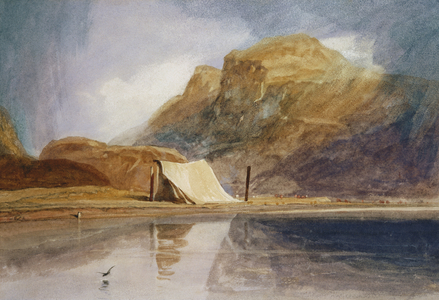 A Mountainous Lake with a Tent Pitched on the Shore (w/c)