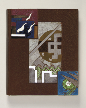 Front cover of 'Daphne' by Alfred de Vigny, executed by Georges Crette with tiles by Jean Goulden, 1924 (leather & ceramic) (see also 438759)