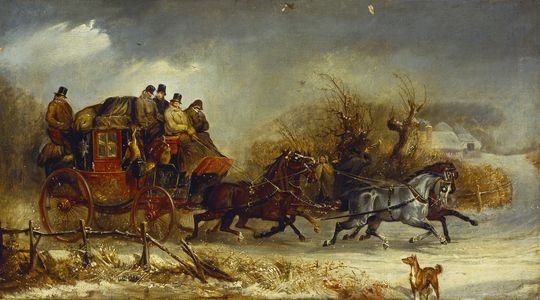 Coaching Scene - Through the Four Seasons: Winter (oil on canvas)