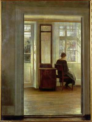 A Lady in an Interior (oil on canvas)