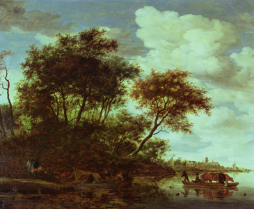 Wooded River Landscape with Cattle on a Ferry (painting)