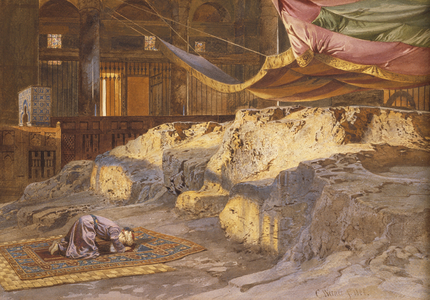 Inside the Dome of the rock, 1864 (pencil & watercolour on paper)