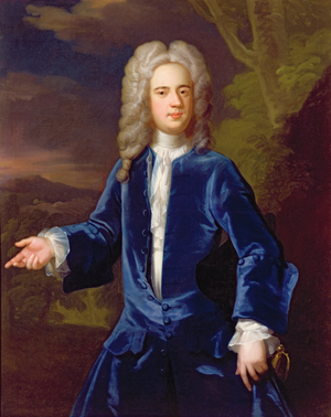 Portrait of a gentleman in a blue velvet coat