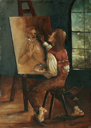 Self portrait (oil on paper laid down on board)