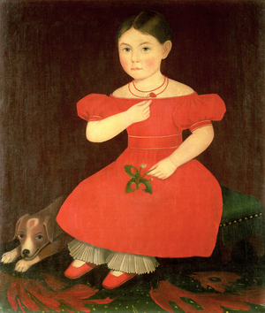 Portrait of a girl in a red dress
