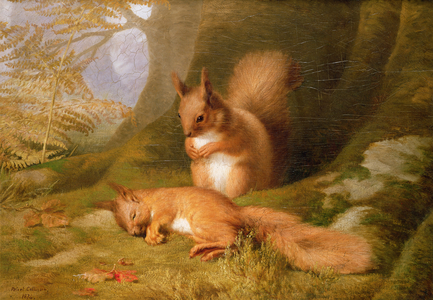 Squirrels in a Wood, 1874 (oil on canvas)
