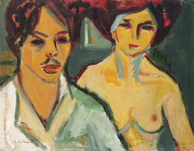 Self Portrait with Model, 1905 (oil on canvas)